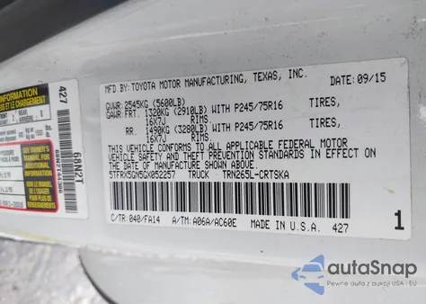 2016 Toyota Tacoma Sr z USA, uszkodzony, nr VIN 5TFRX5GN5GX052257